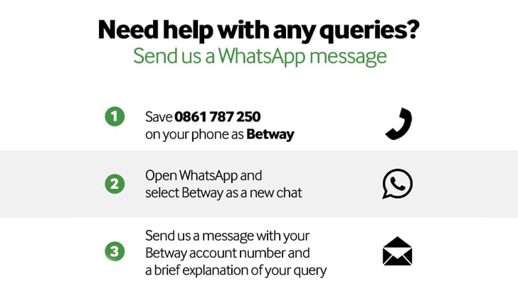 How to contact Betway: Send us a WhatsApp message