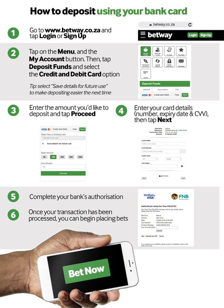 Fund your Betway account using your bank card