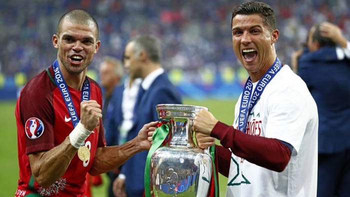 Pepe and Cristiano Ronaldo